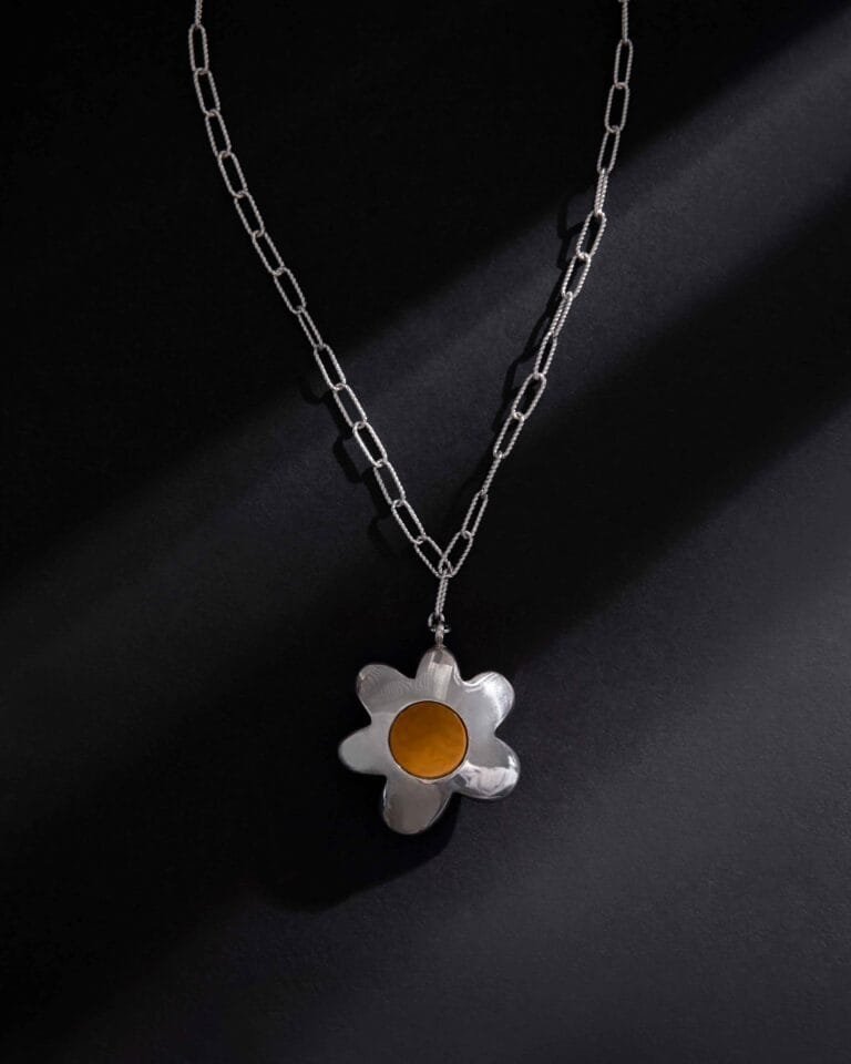 Silver flower necklace