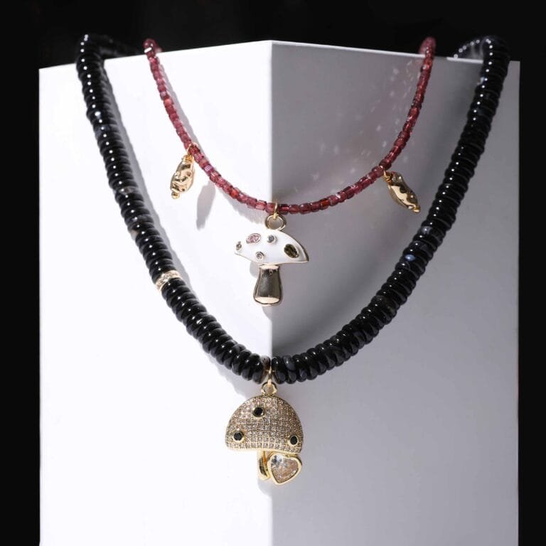 Mashroom. natural gemstone, agate, black