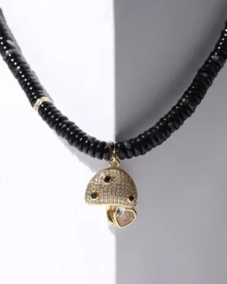 Mashroom. natural gemstone, agate, black